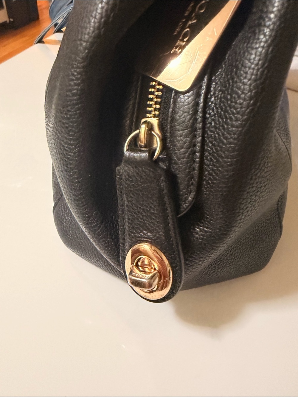Coach Edie 31 Black Pebbled Leather Shoulder Bag with Gold Hardware - Picture 12 of 12